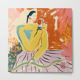 EVE Metal Print | Matisse, Pastel, Garden, Dress, Curated, Leaves, Eden, Yellow, Plants, Feminist 