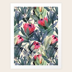 Painted Protea Pattern Art Print