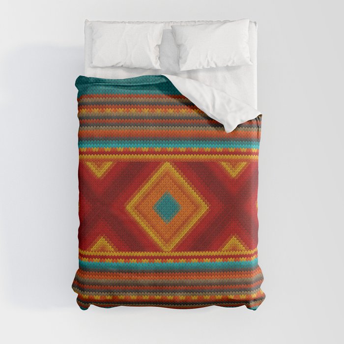 Mexican knitted diamond ornament Duvet Cover