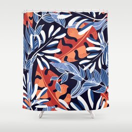 Seamless pattern with colorful tropical leaves and plants Shower Curtain