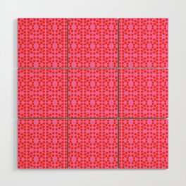 Mid-Century Modern Dots Red On Hot Pink Wood Wall Art