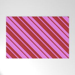[ Thumbnail: Violet and Red Colored Striped Pattern Welcome Mat ]