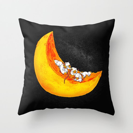 Mice & Moon Throw Pillow