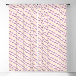 [ Thumbnail: Beige and Dark Orchid Colored Striped Pattern Blackout Curtain ]