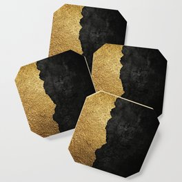 Gold torn & black grunge Coaster