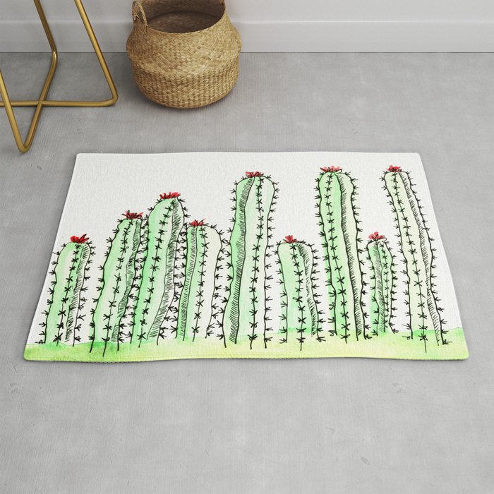 Watercolor Spiny Cactus 1 Rug
