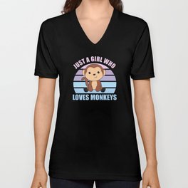 Just A Girl who loves Monkeys - Sweet Monkey V Neck T Shirt