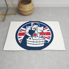 British Laundry Union Jack Flag Icon Area & Throw Rug