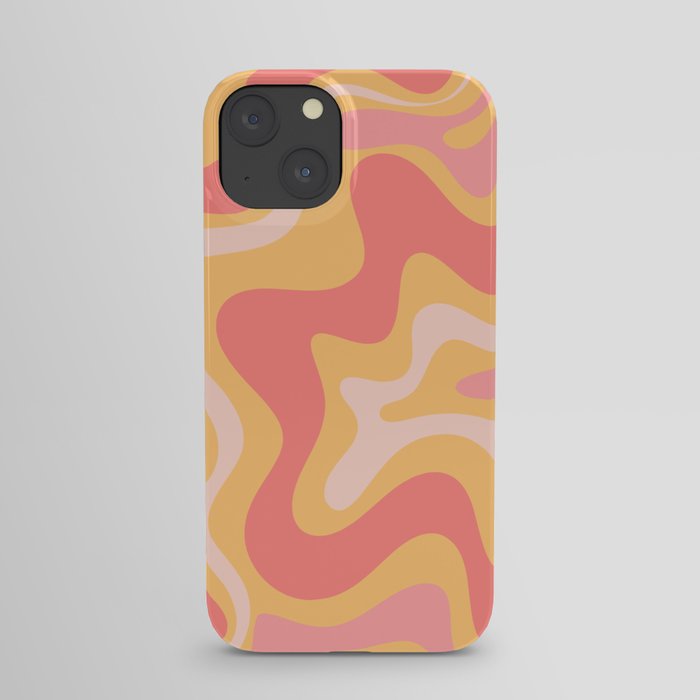 Liquid Swirl Retro Modern Abstract Pattern Blush Pink Mustard iPhone Case