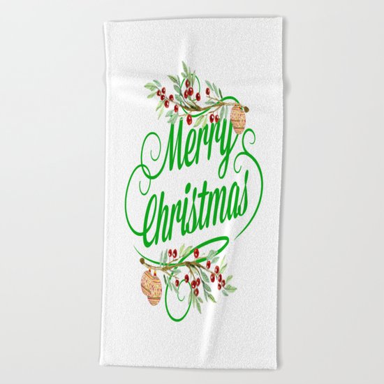Merry Christmas Beach Towel