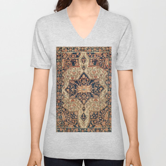 Ferahan  Antique West Persian Rug Print V Neck T Shirt
