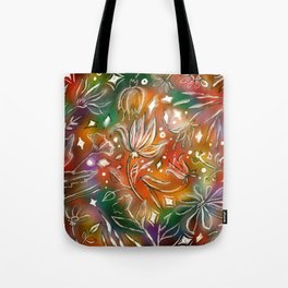 Colorful art print with magic and flowers Tote Bag