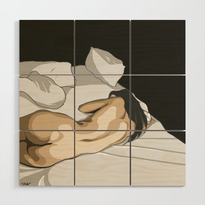 Lazy day in bed Wood Wall Art