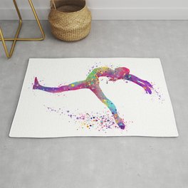 Girl Gymnastics Watercolor Sport Rug | Gymnast Gifts, Acrobat, Sports Gifts, Digital, Painting, Kids Room Decor, Graphicdesign, Gymnastics Decor, Acrobatics, Olympic Games 