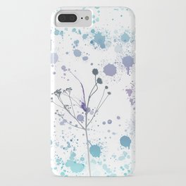 Flower Paint Splatter iPhone Case | Paint, Blue, Art, Modern, Watercolor, Purple, Unique, Pattern, Abstract, Flower 