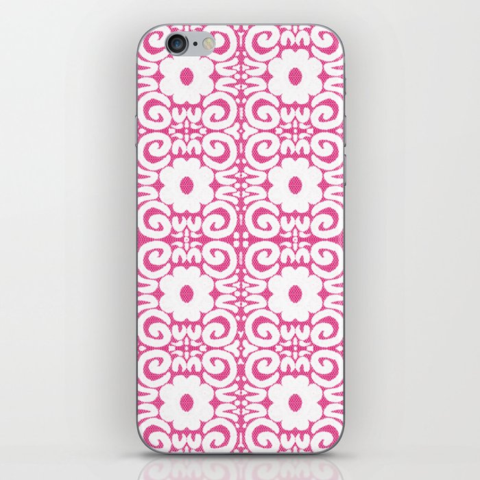 Spring Daisy Retro Lace Hot Pink iPhone Skin