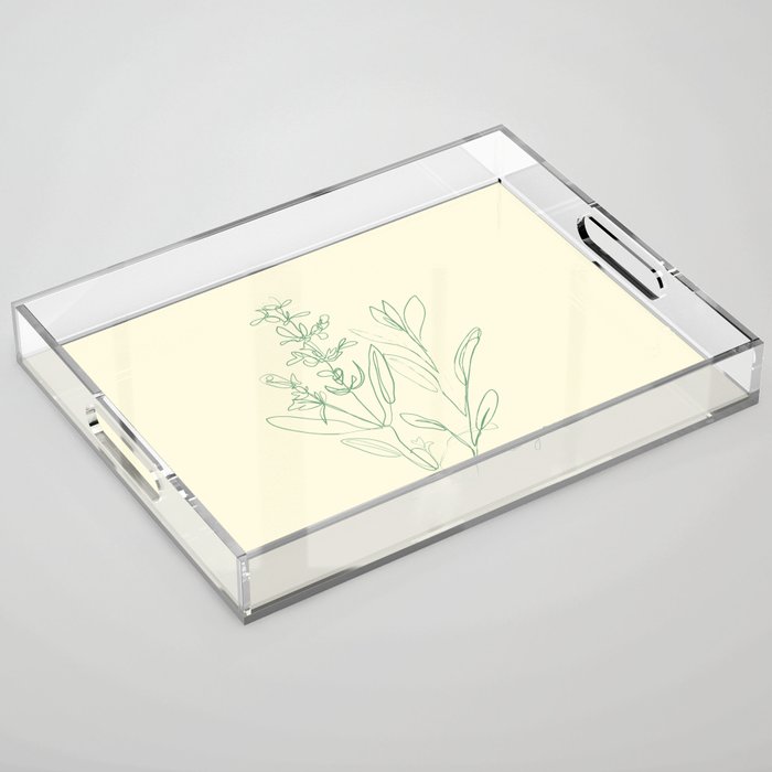 Sage - One Line Drawing Art Design Herbs  Acrylic Tray