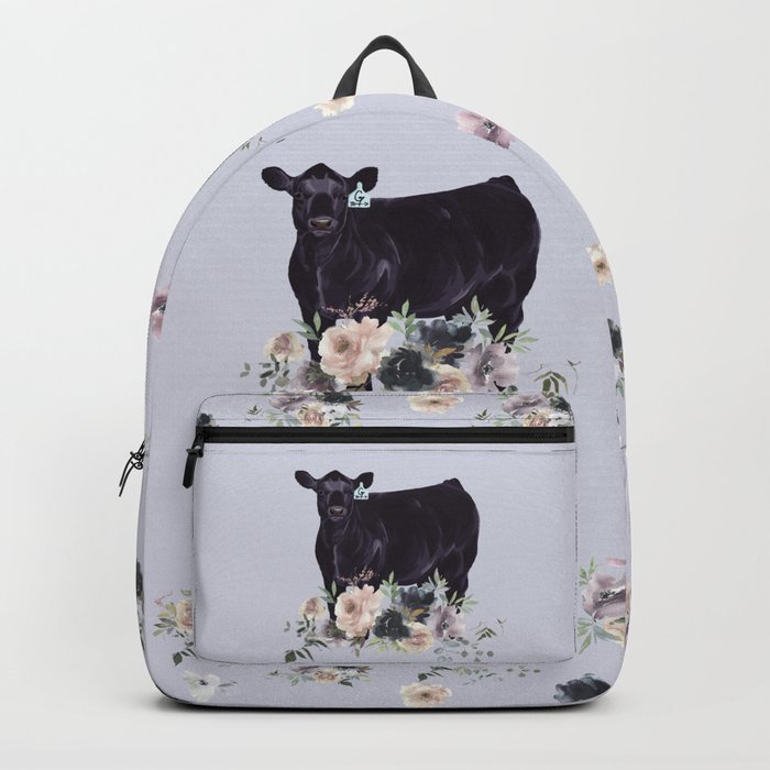Angus Heifer with Lavender Floral  Backpack