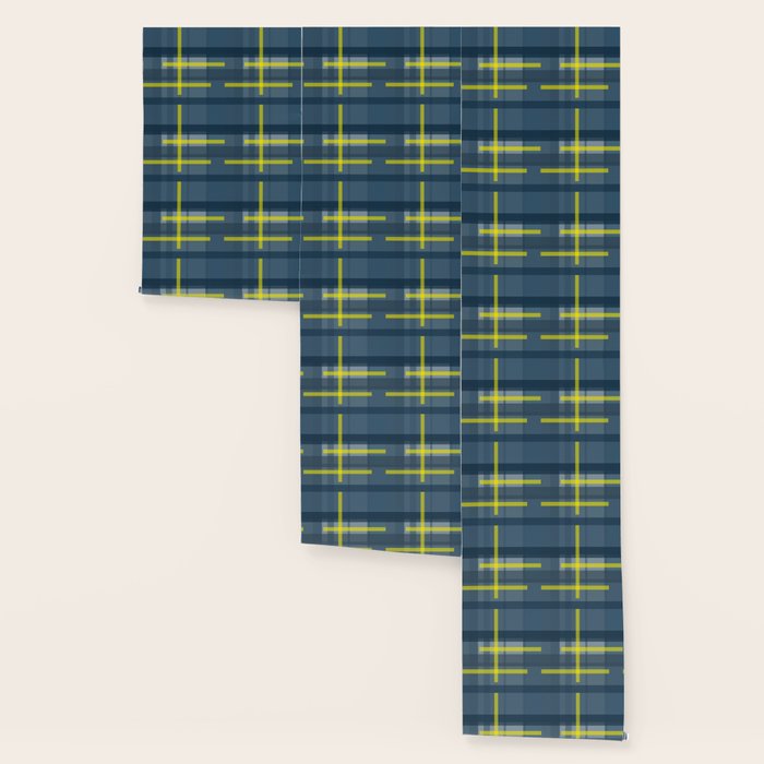 Blue And Yellow Plaid Pattern Wallpaper