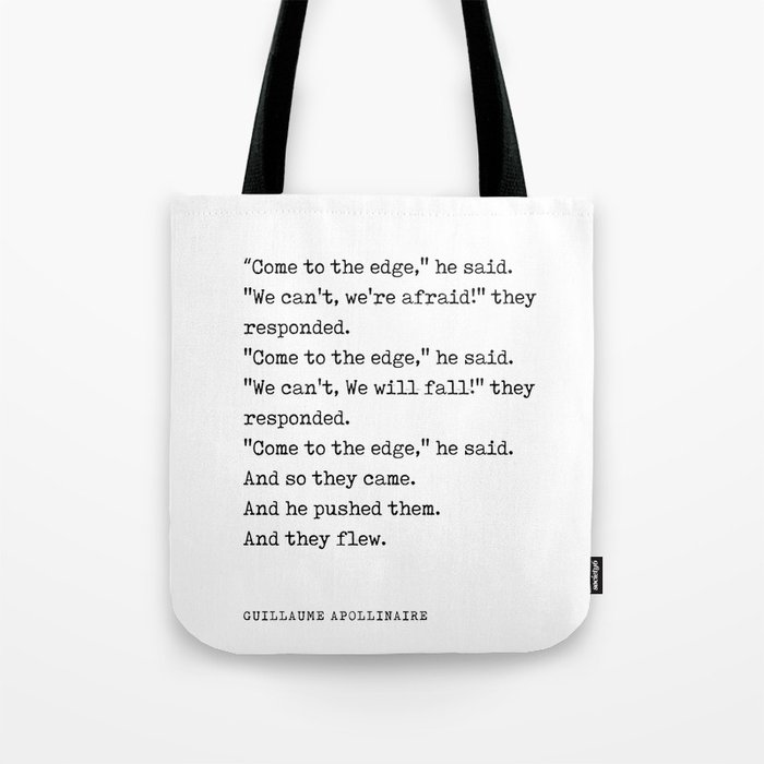 Come to the edge - Guillaume Apollinaire Poem - Literature - Typewriter Print Tote Bag