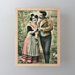 Vintage French couple love poem Framed Mini Art Print