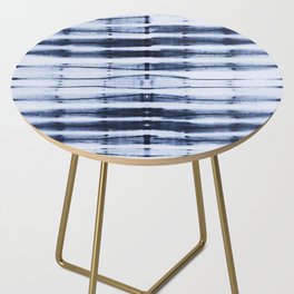horizontal stripes shibori blue indigo Side Table