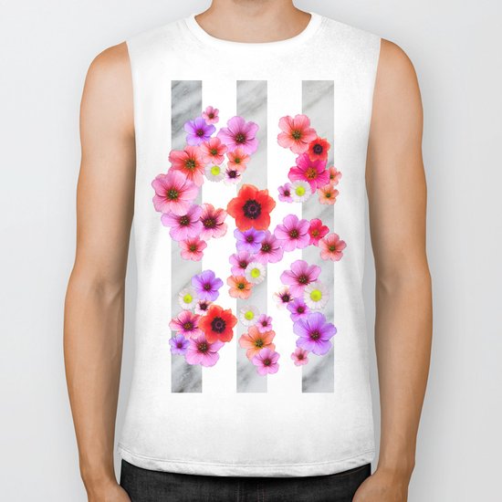 Flowers and Stripes 4 Biker Tank