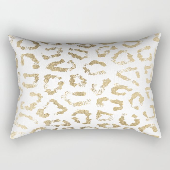 Modern white chic faux gold foil leopard print Rectangular Pillow