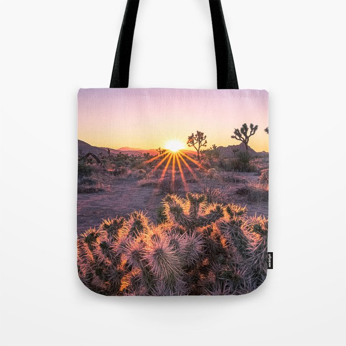 Joshua Tree Cholla Cactus Sunset Tote Bag