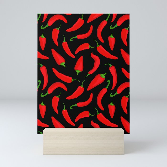 Red Chilli Peppers Pattern Mini Art Print