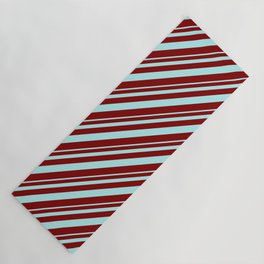 [ Thumbnail: Turquoise & Maroon Colored Striped Pattern Yoga Mat ]