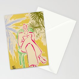 READING AMONG PALM TREES Stationery Card