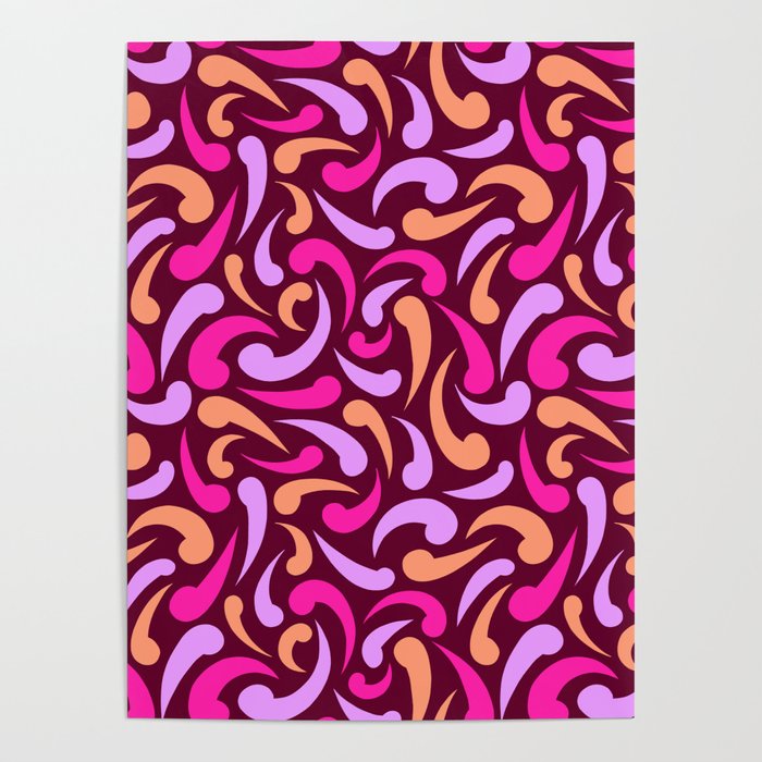 Raspberry Abstract Swirls Poster