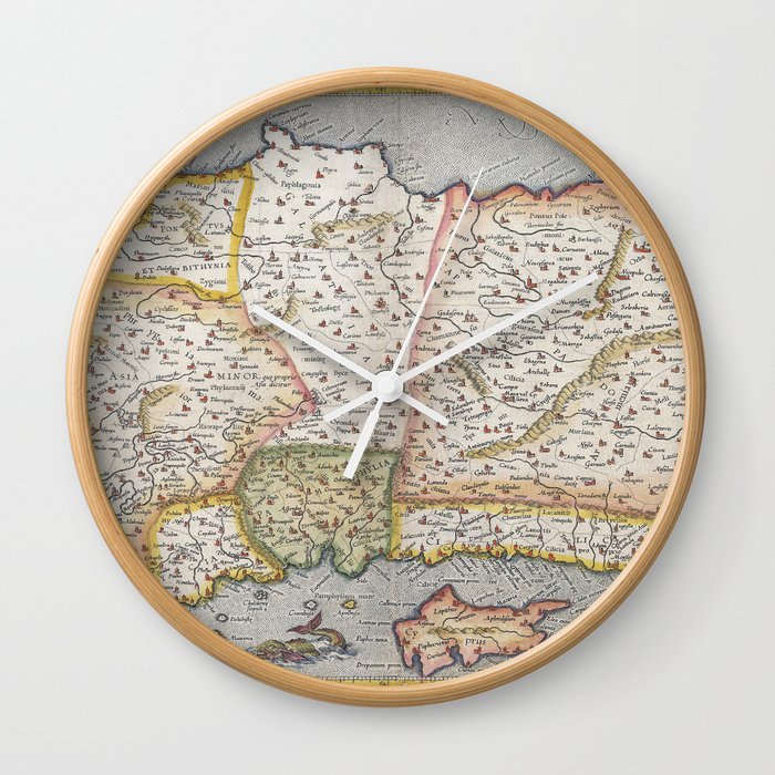 Turkey Map - Mercator - 1584 Vintage pictorial map Wall Clock