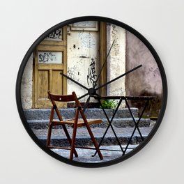 Coffee time in Catania on the Isle of Sicily Wall Clock | Photo, Digital, Sicily, Urban, Streetcafe, Livingculture, Sicilianflair, Architecture, Woodendoor, Woodentable 