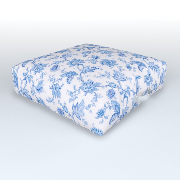 Blue Flowers Outdoor Floor Cushion