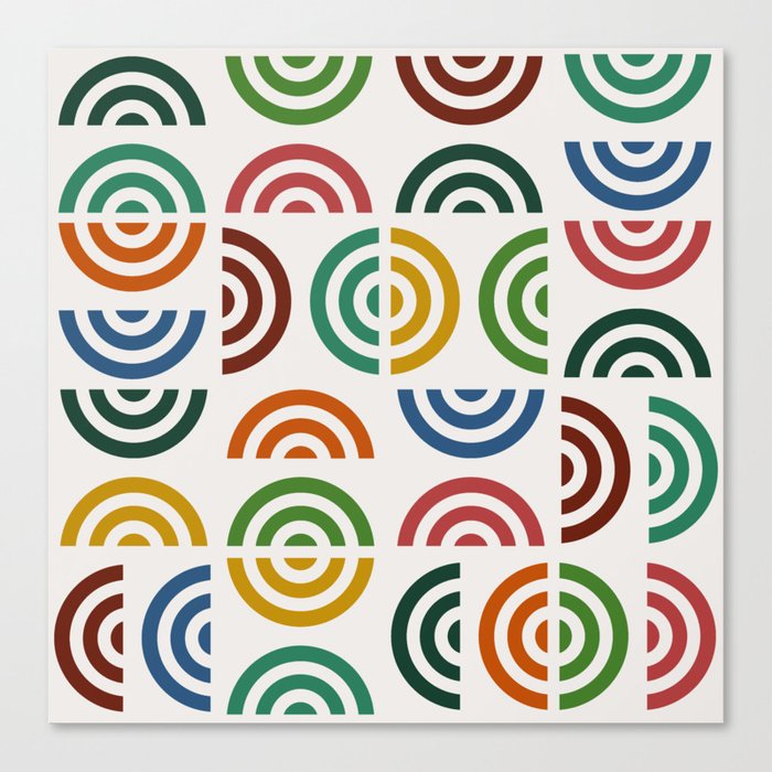 Mid century multicolor retro shapes 1 Canvas Print