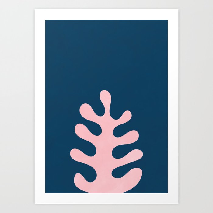 Abstract Shape Botanical Plant Blue Art Print