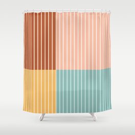 Color Block Line Abstract VI Shower Curtain
