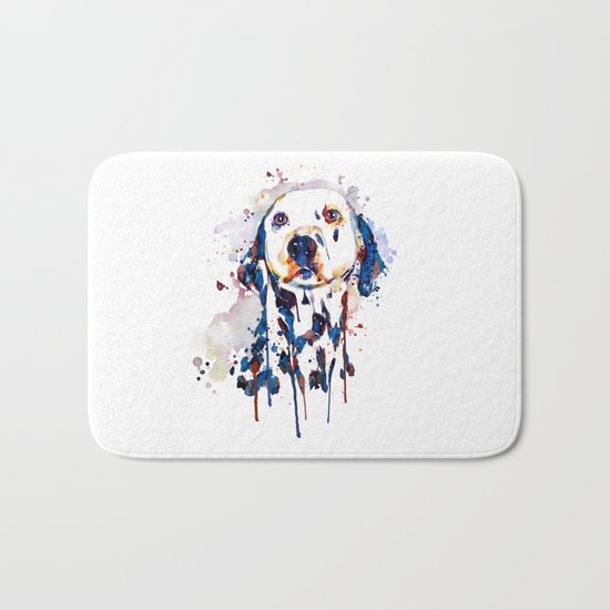 Dalmatian Head Watercolor Portrait Bath Mat