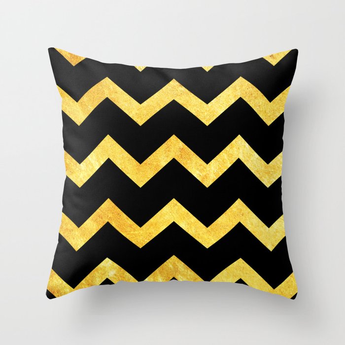BLACK&GOLD Chevron Throw Pillow by Rebecca Allen Society6