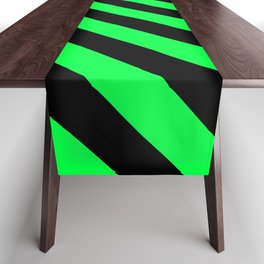 Black & Neon Green Stripes Table Runner