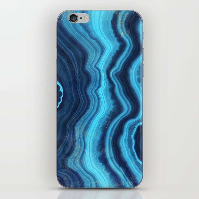 Blue Neon Water Ripple Agate iPhone Skin