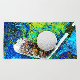 Golf art print work 25 Beach Towel