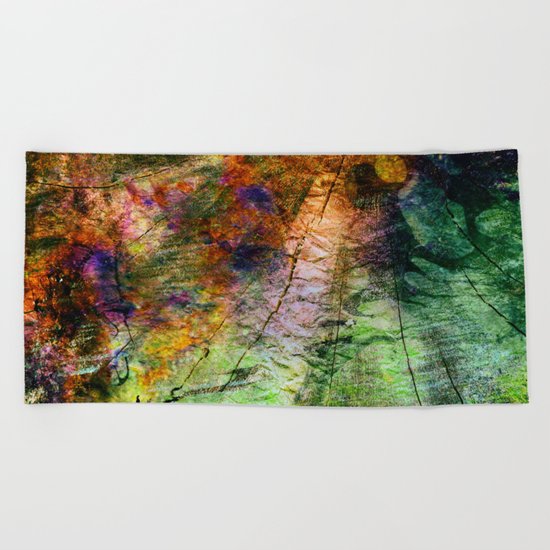 ink in wood Beach Towel