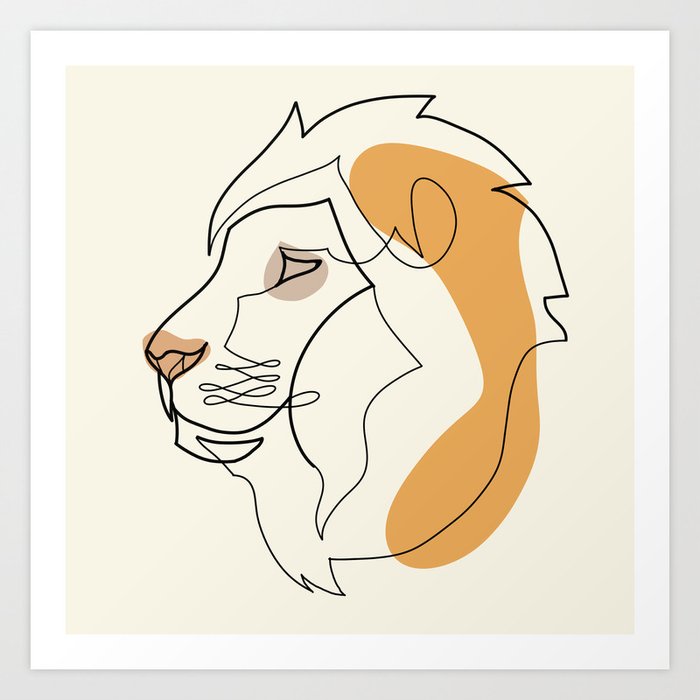 Lion line art Art Print