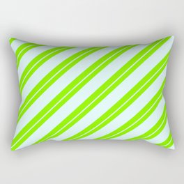 [ Thumbnail: Green and Light Cyan Colored Striped/Lined Pattern Rectangular Pillow ]