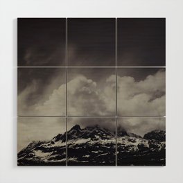 Mountainscape Black and White Wood Wall Art