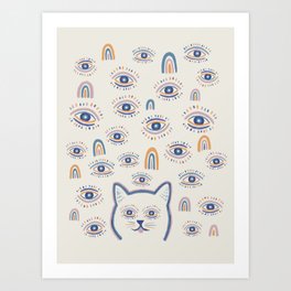 Rainbow cat 5 mystery eye  Art Print