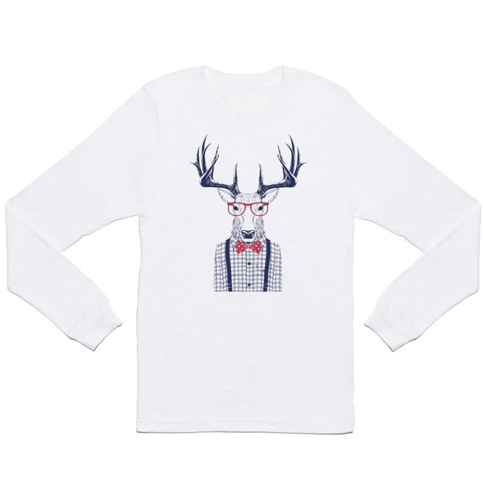 MR DEER WITH GLASSES Long Sleeve T Shirt